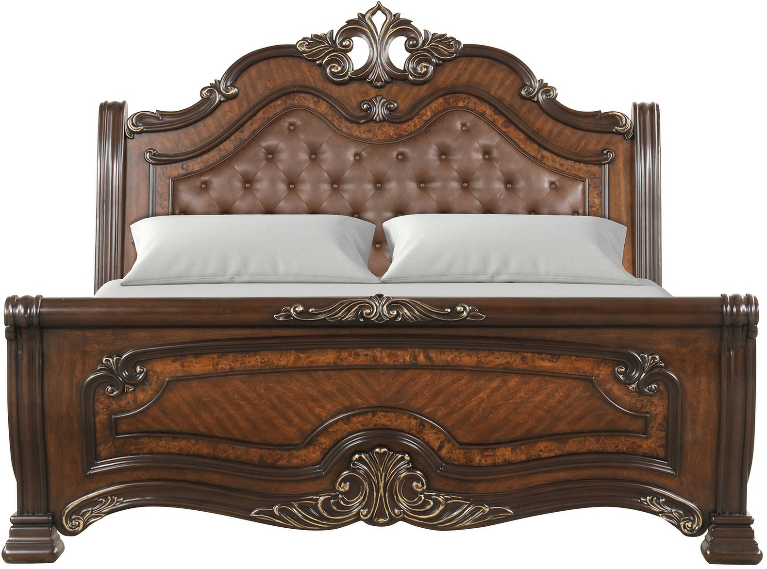 Bella Notte Sleigh California King Bed In Cherry and Brown by New
