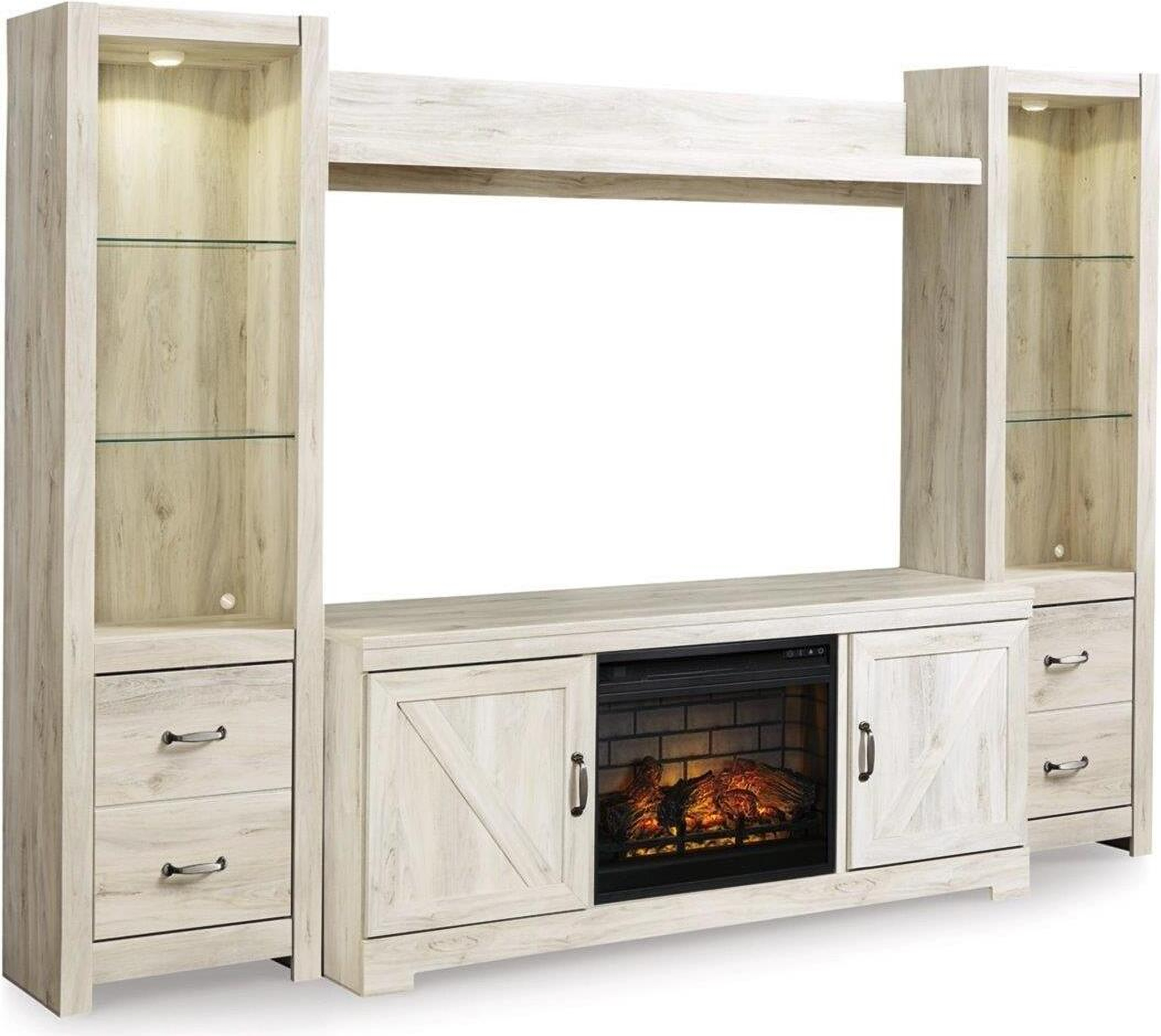 Bellaby Entertainment Unit with Fireplace - White Wash Bellaby Entertainment Unit with Fireplace - White Wash