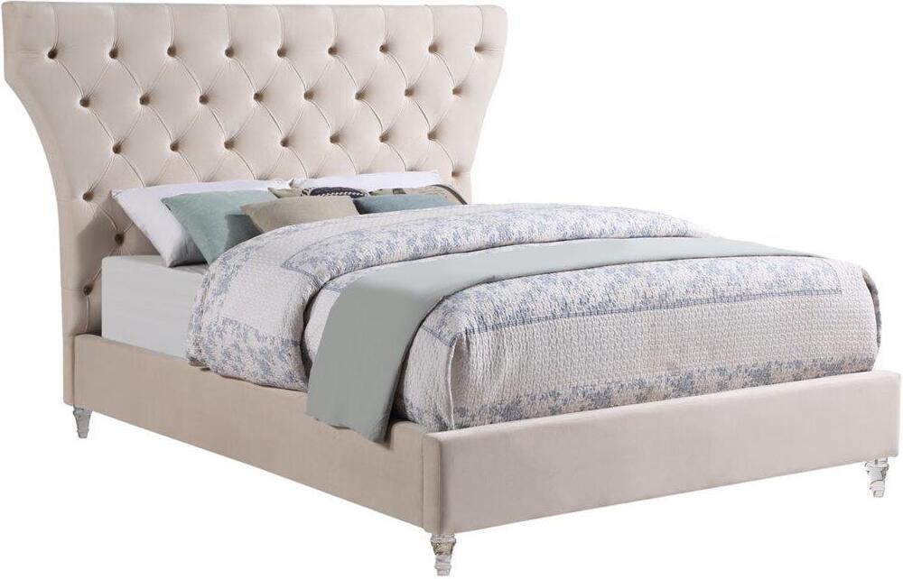 Best Master Jamie Velvet Upholstered Tower High Profile Queen Bed