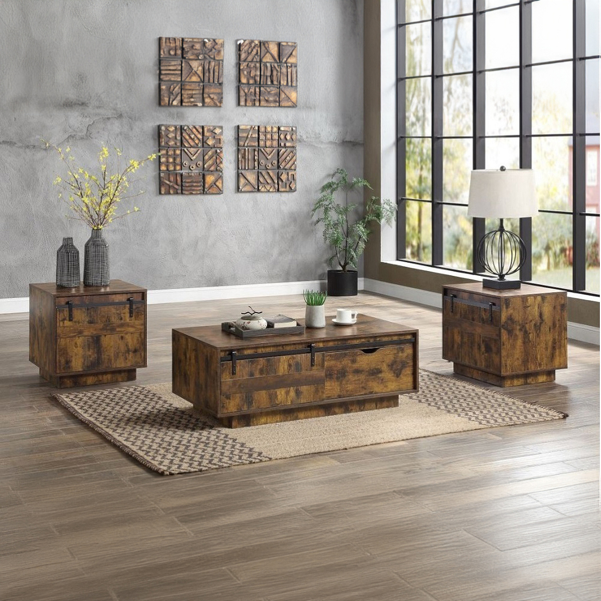 Bellarosa Occasional Table Set In Rustic Oak by ACME 1StopBedrooms