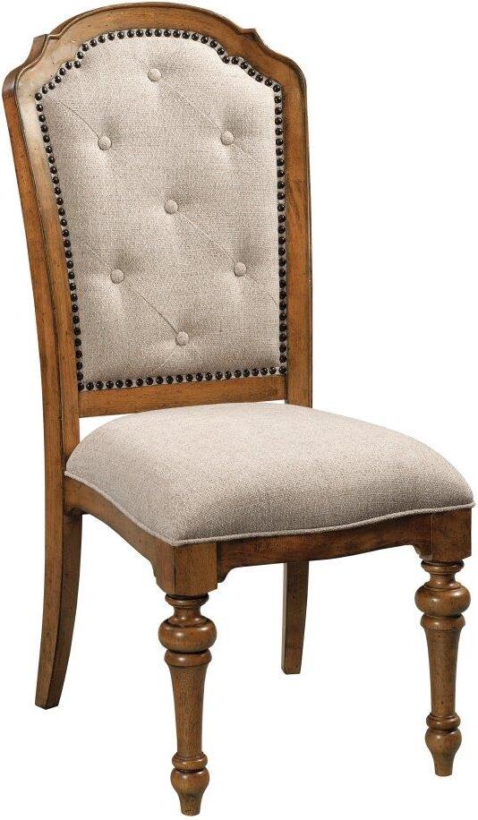 Baxton Studio Hudson Chic Rustic French Country Cottage Weathered Oak Beige Fabric Button-Tufted Upholstered Dining Chair