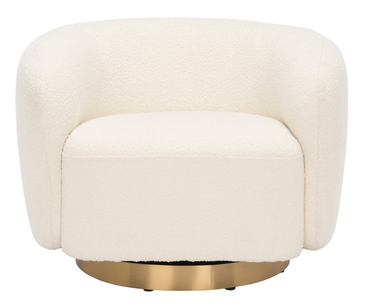 Bernard Swivel Accent Chair In Ivory And Gold by Safavieh Couture