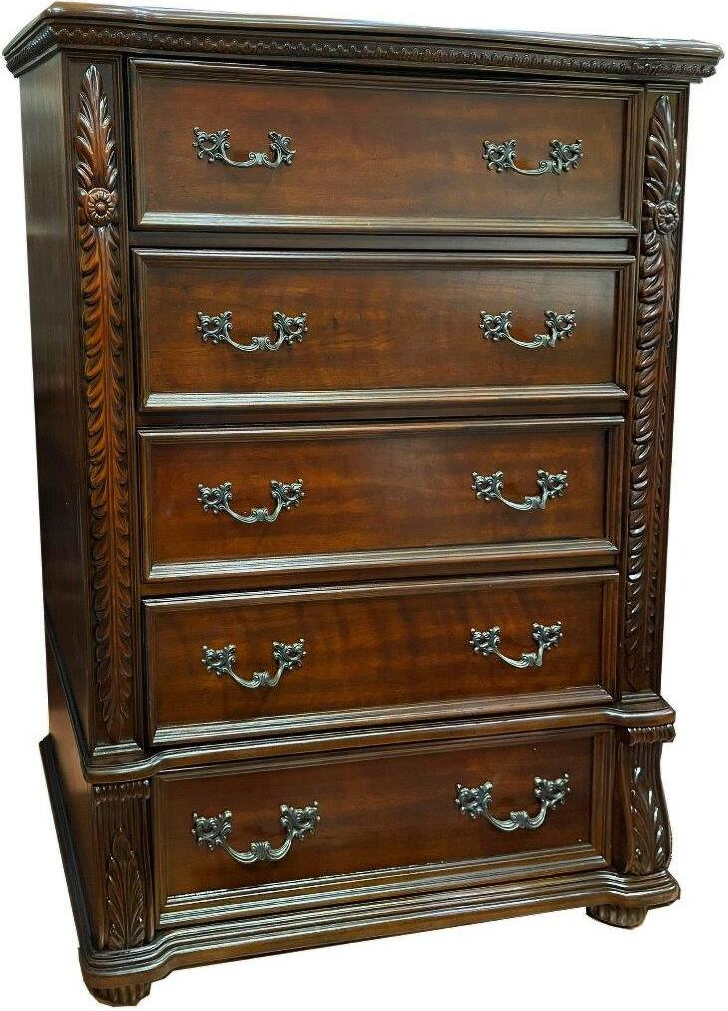 Bessy Traditional Cherry Wood 5 Drawer Chest by Best Master Furniture ...