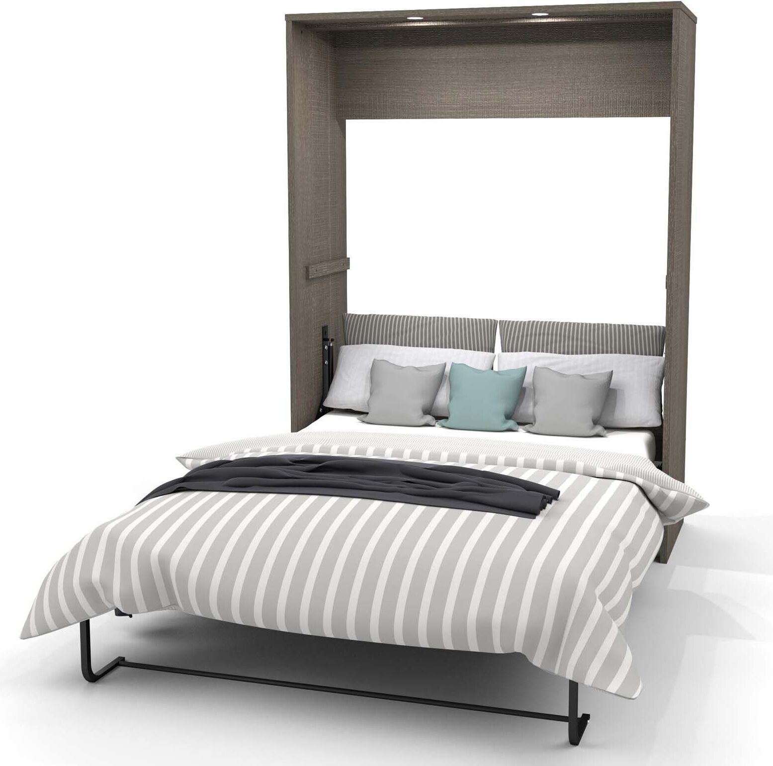 Cielo By Bark Gray and White Full Wall Bed by Bestar 1StopBedrooms
