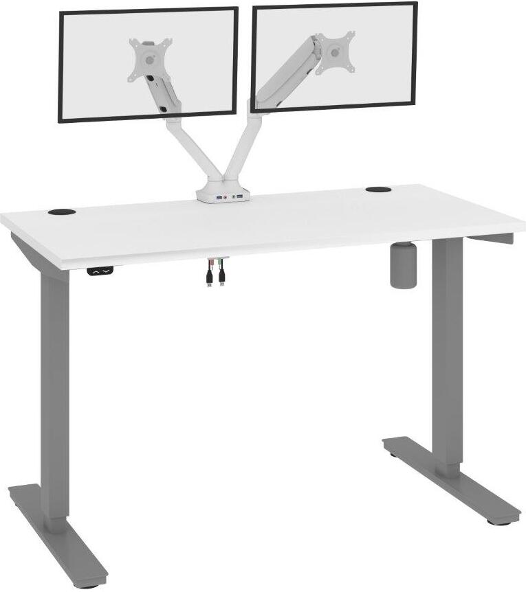 Viva 72W L-Shaped Standing Desk with Dual Monitor Arm and Storage