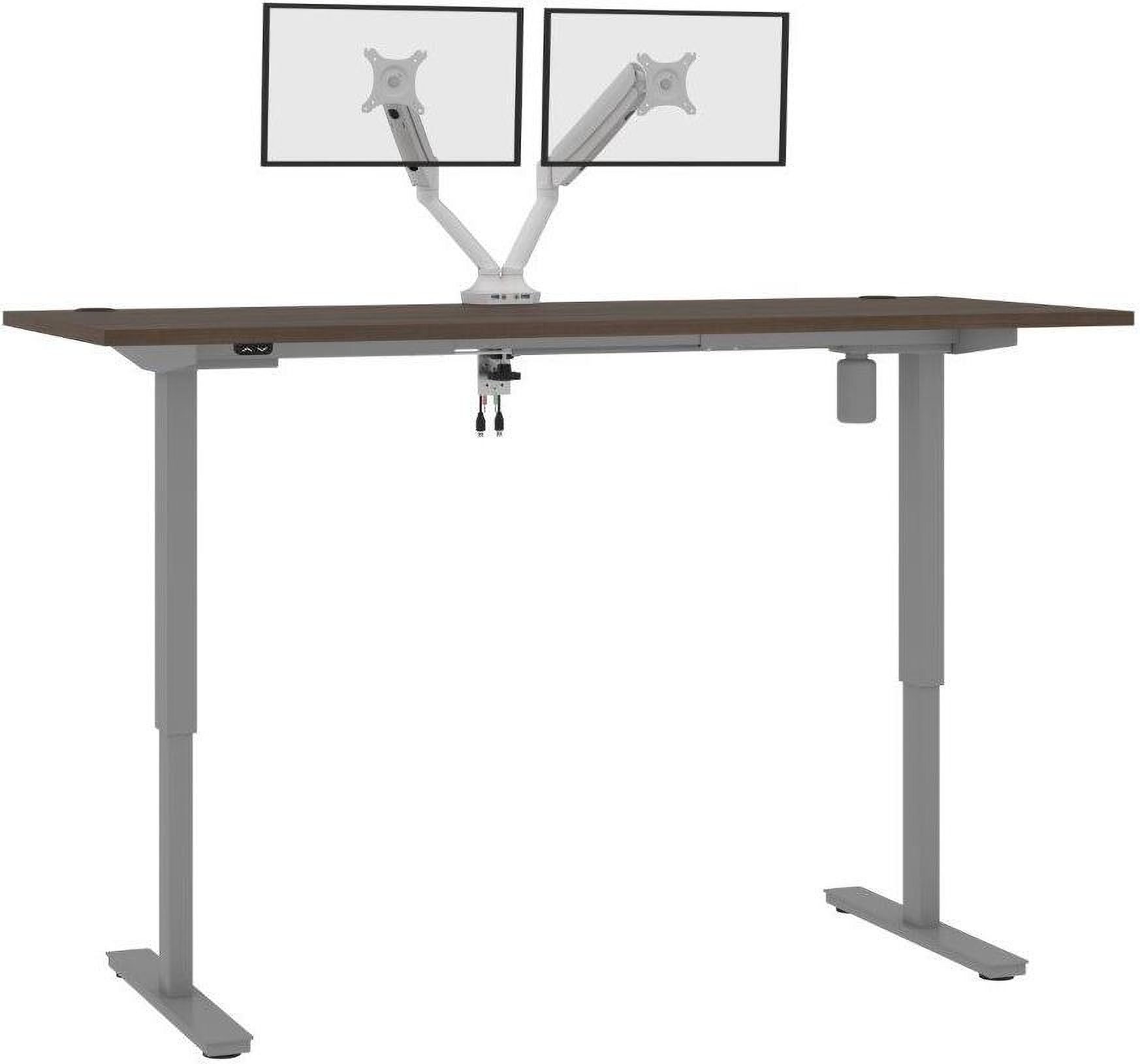 Bestar Upstand Standing Desk With Dual Monitor Arm In Antigua 175880