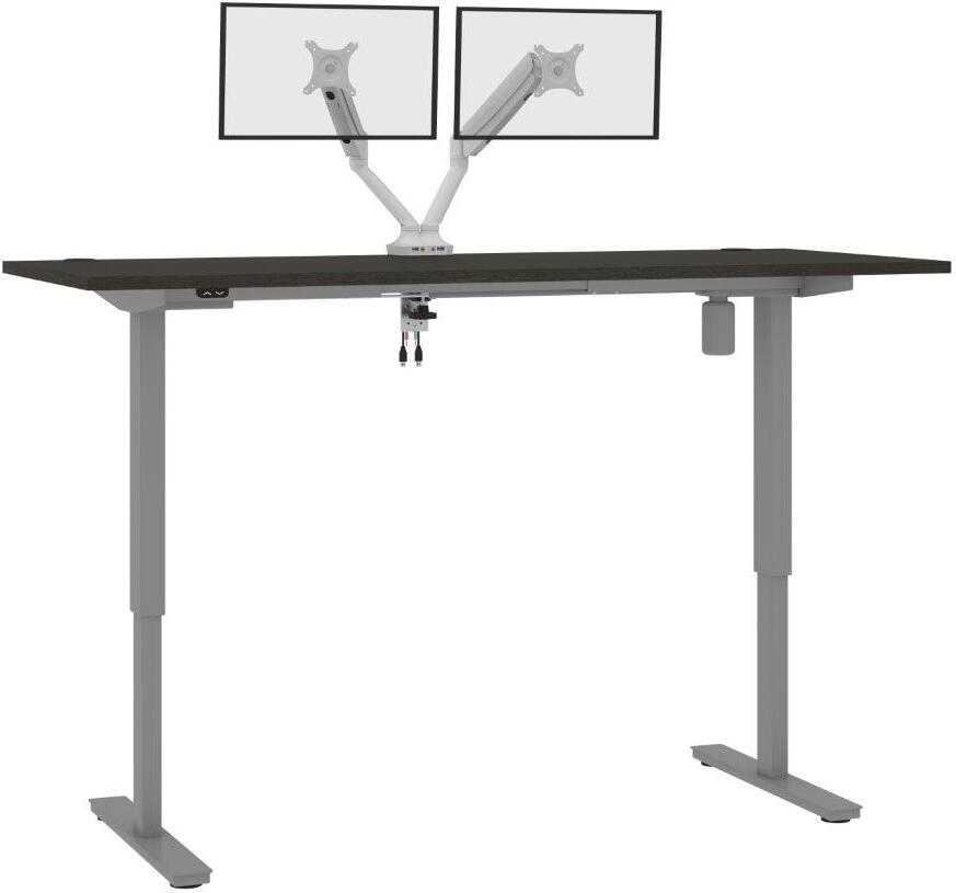 Viva 72W L-Shaped Standing Desk with Dual Monitor Arm and Storage