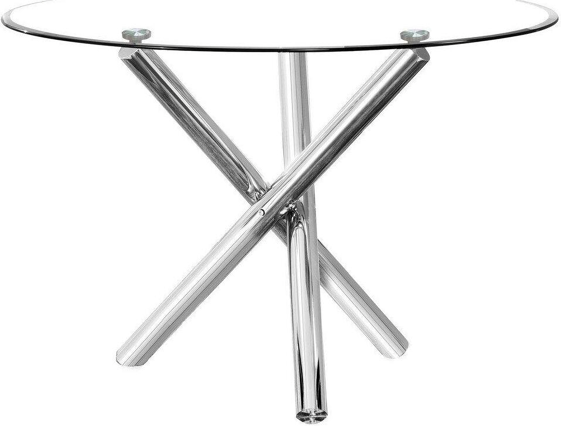 Beverly 43 Inch Round Glass With Stainless Steel Legs Dining Table In