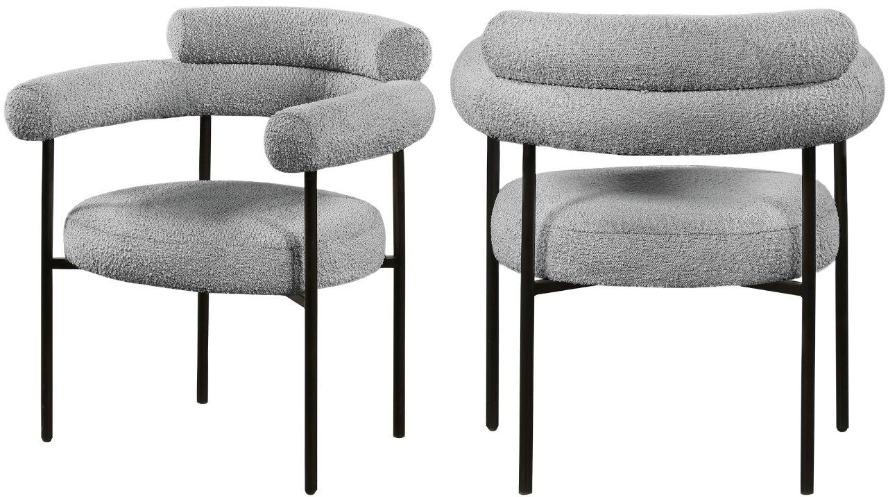 Blake Grey Boucle Fabric Dining Chair Set Of 2 by Meridian