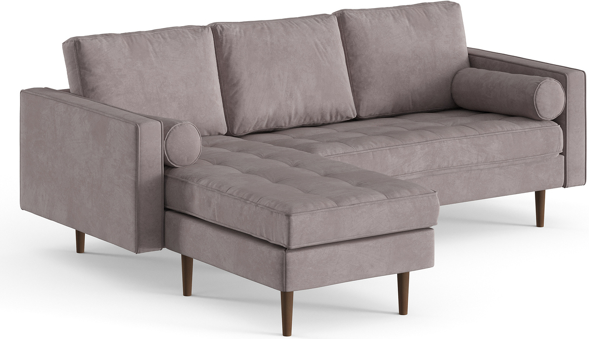 Bloomfield Performance Velvet Reversible Sectional In Platinum
