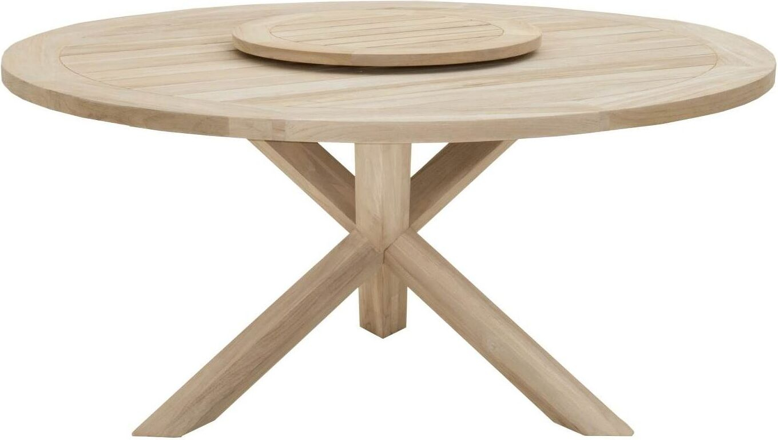 Boca Gray Teak 63" Round Outdoor Dining Table with Lazy ...
