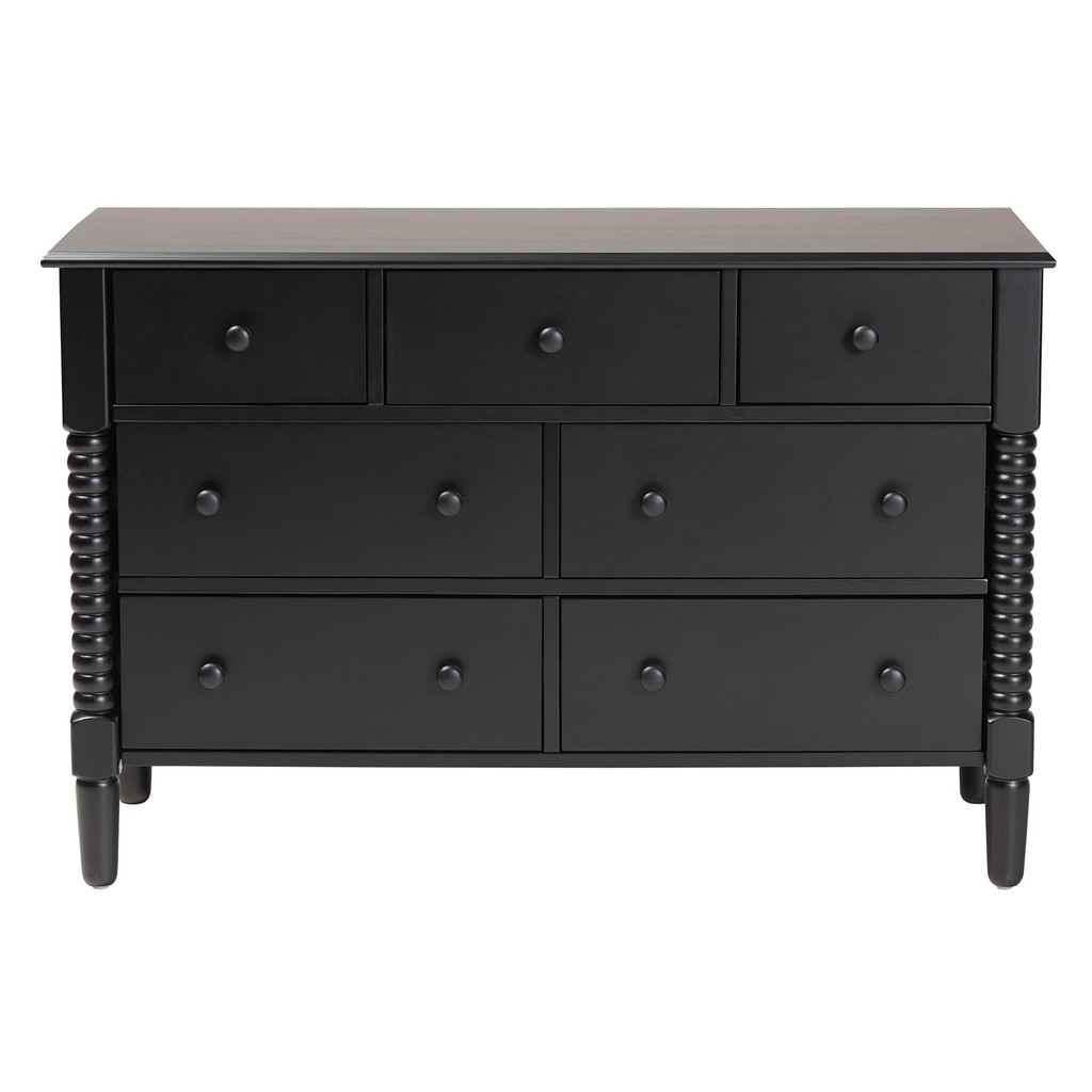 Baxton Studio Braith Farmhouse Spindle Wood 7 Drawer Dresser Black