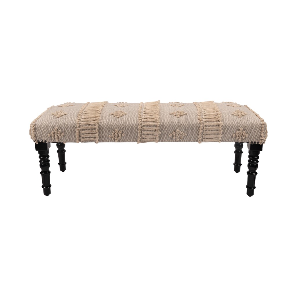 Inrticate Bench Breezi Intricate Embroidered Indoor Bench In Blue and Cream by Rajani ...