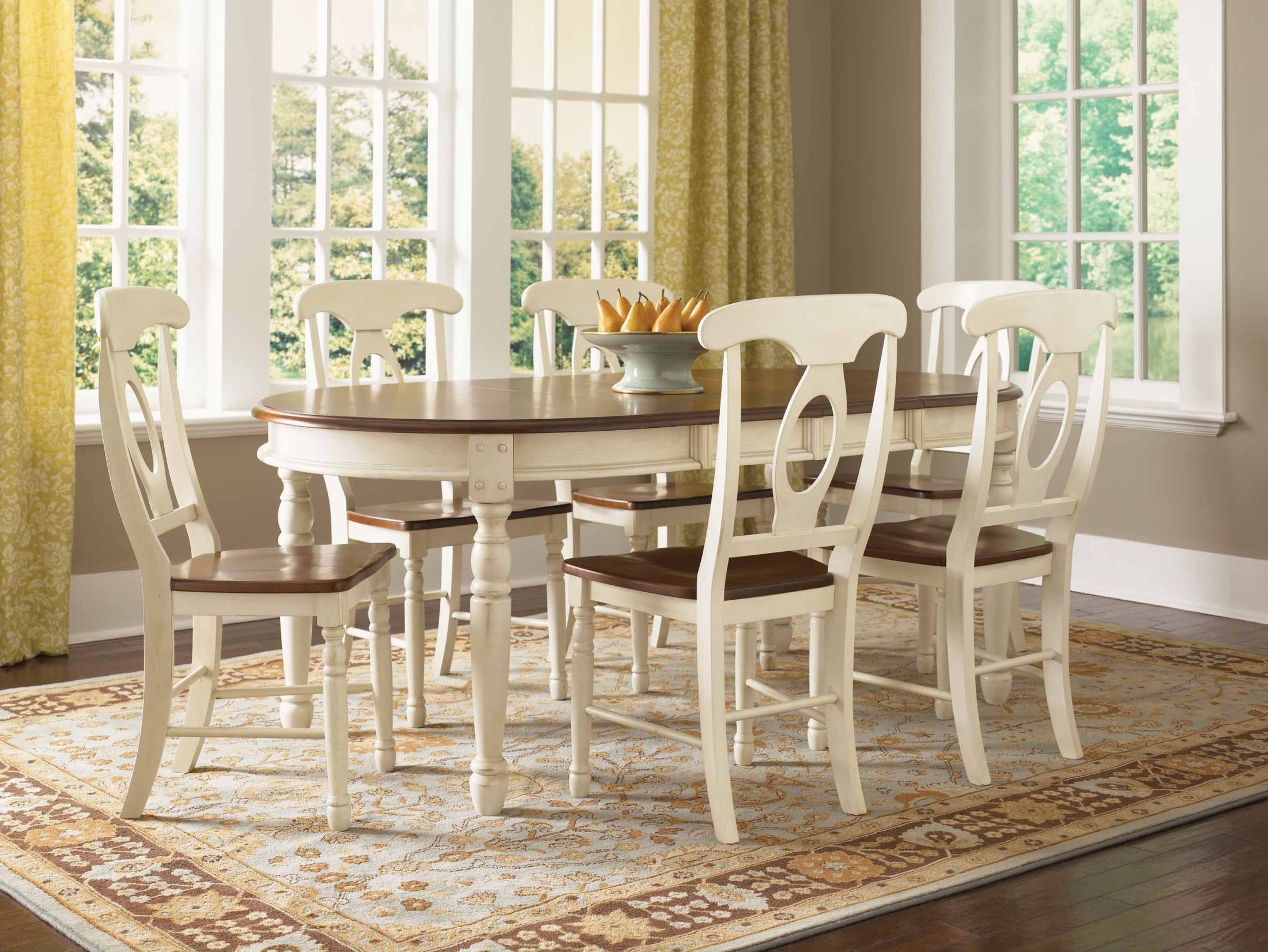 White oval discount dining table set