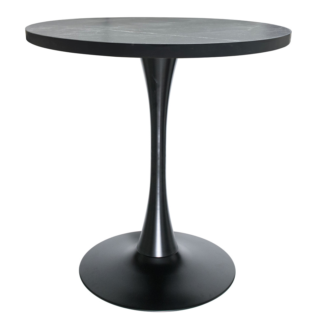 Bristol 27 Inch Round Dining Table with Marbleized MDF Top In Black by ...