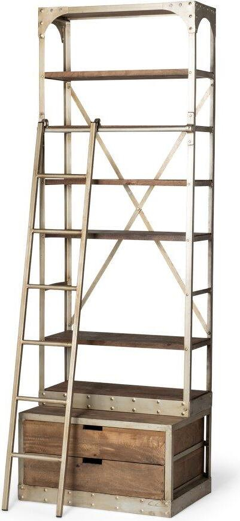 Brodie V Light Brown And Nickel Shelving Unit by Mercana