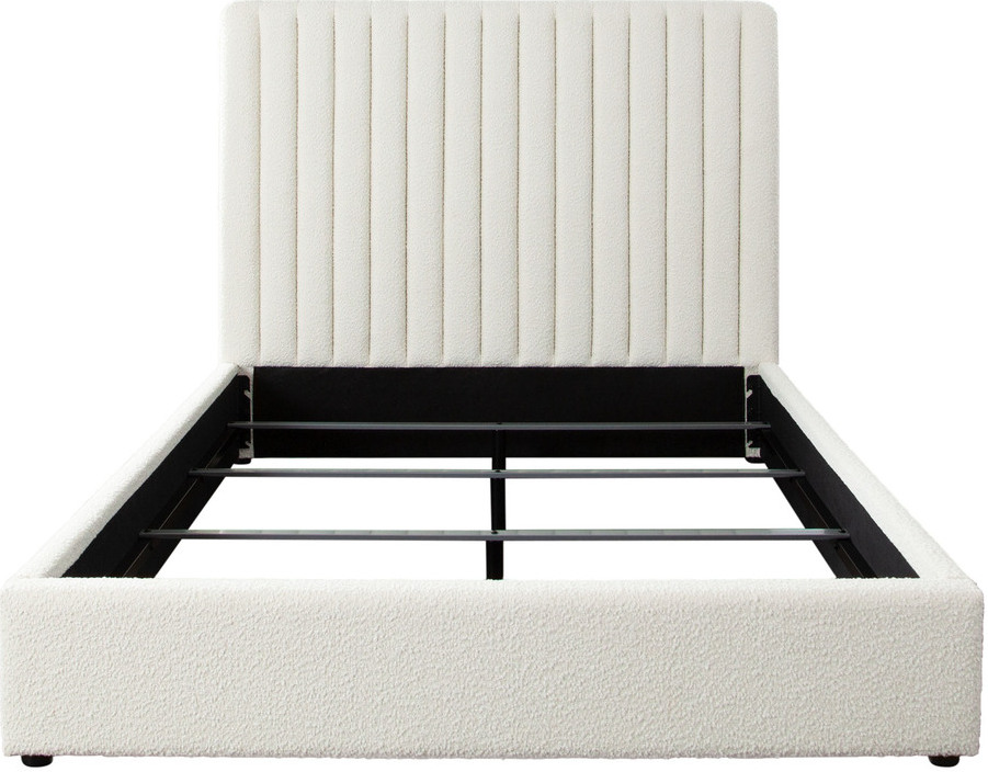 Abby White Washed Cane Panel Bed Queen - The Design Tap