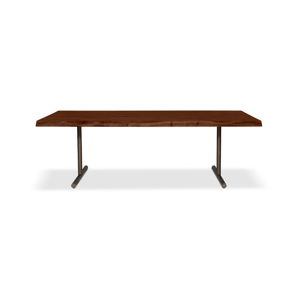Brooks 116 Inch T Base Dining Table In Americano and Brass