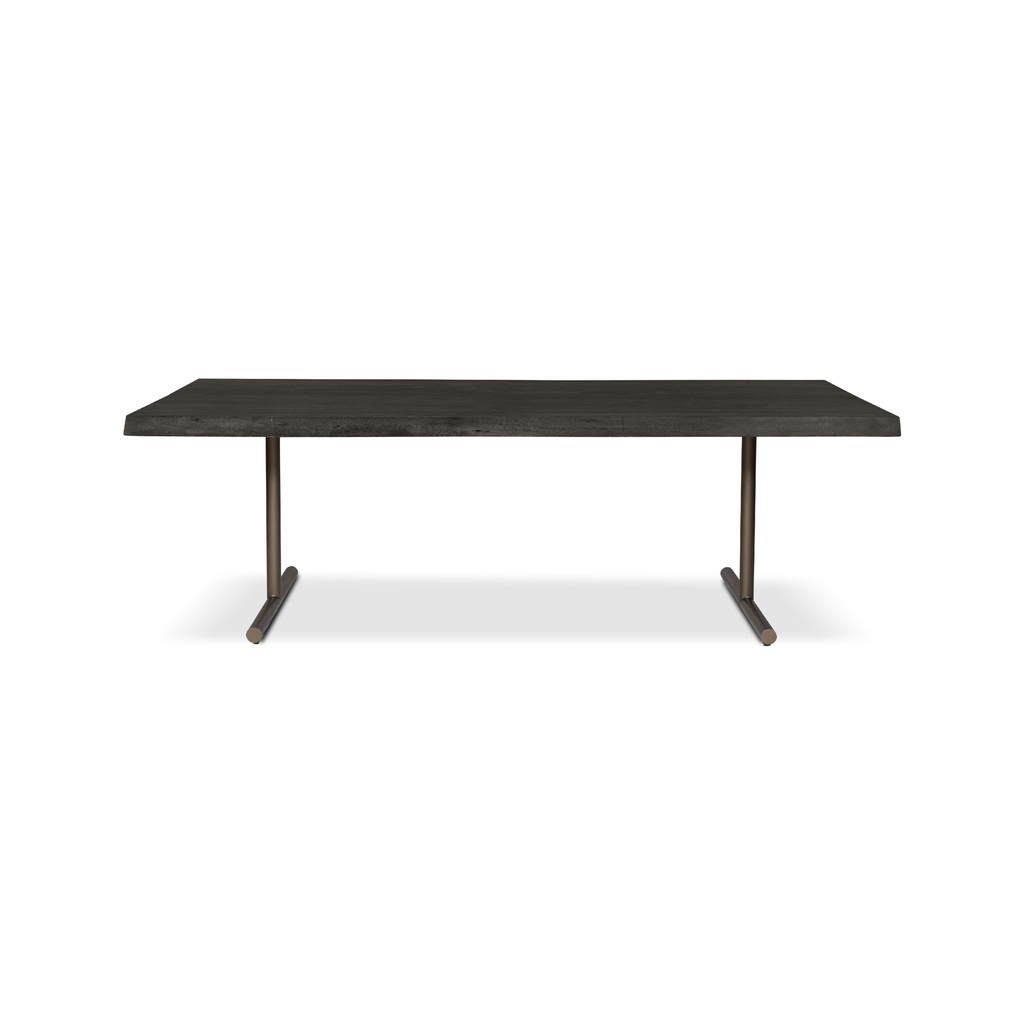 Brooks 116 Inch T Base Dining Table In Ebony and Brass
