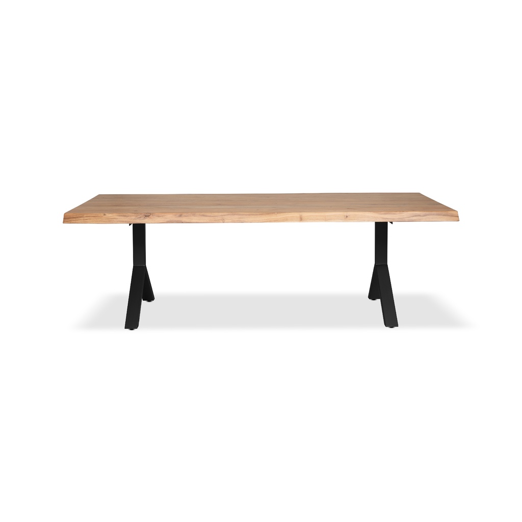 Brooks 116 Inch Y Base Dining Table In Black and Teak