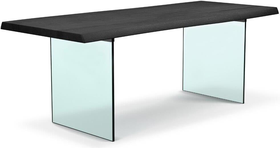 Brooks 40 x 79 Inch Dining Table In Ebonized Top And Clear Glass Base ...