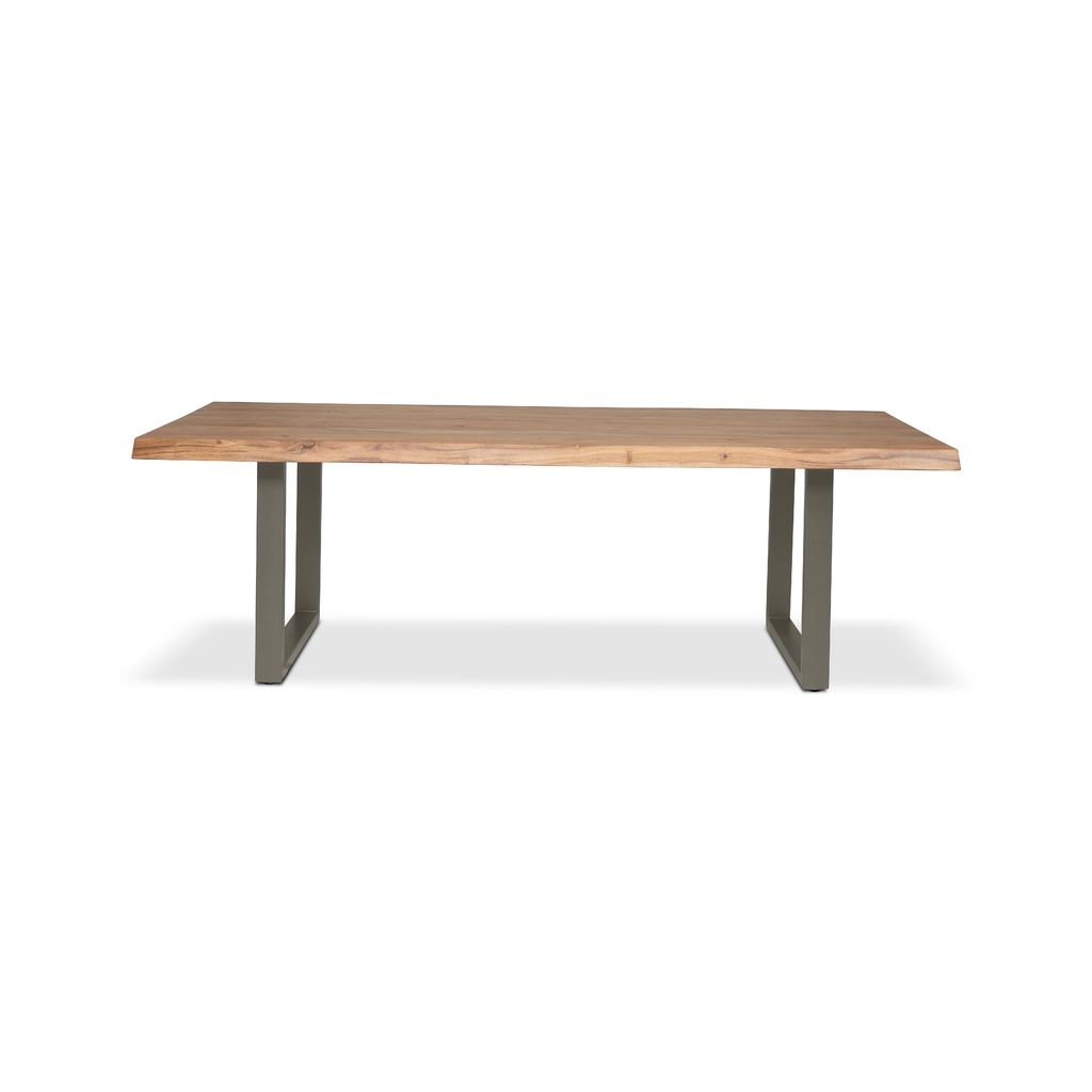 Brooks 79 Inch U Base Dining Table In Teak and Pewter by Urbia