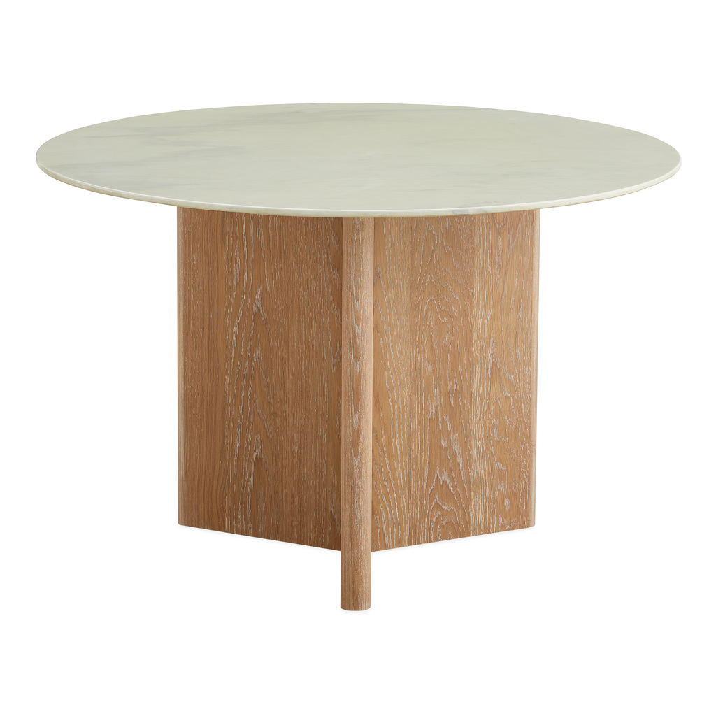 Brussels 44 Inch Y-Base Dining Table In Natural Oak and White Marble by ...