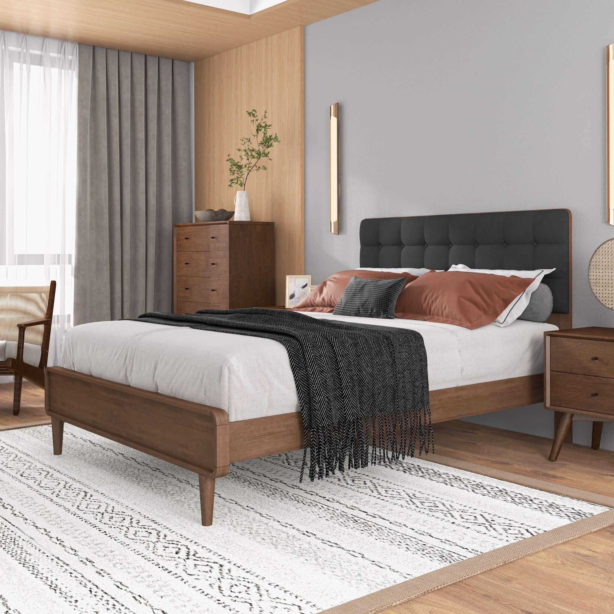 Wood Dark Brown Oxford Bed, For Home & Hotel, Size: Queen & King Size