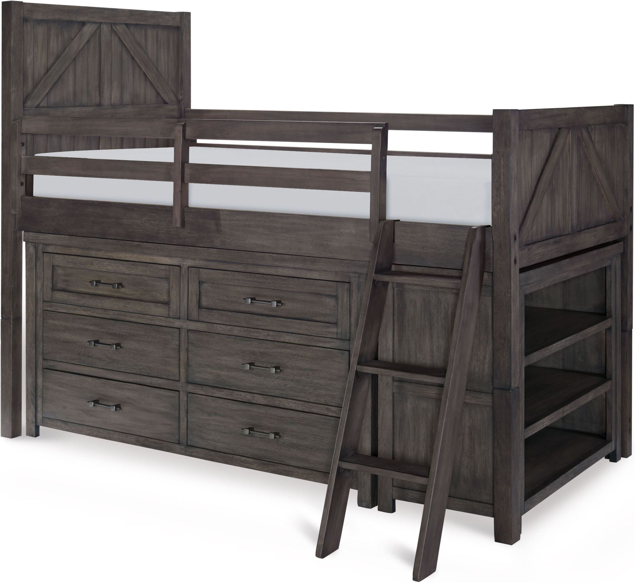 Bunkhouse Aged Barnwood Twin Mid Loft Bed by Legacy Classic Kids