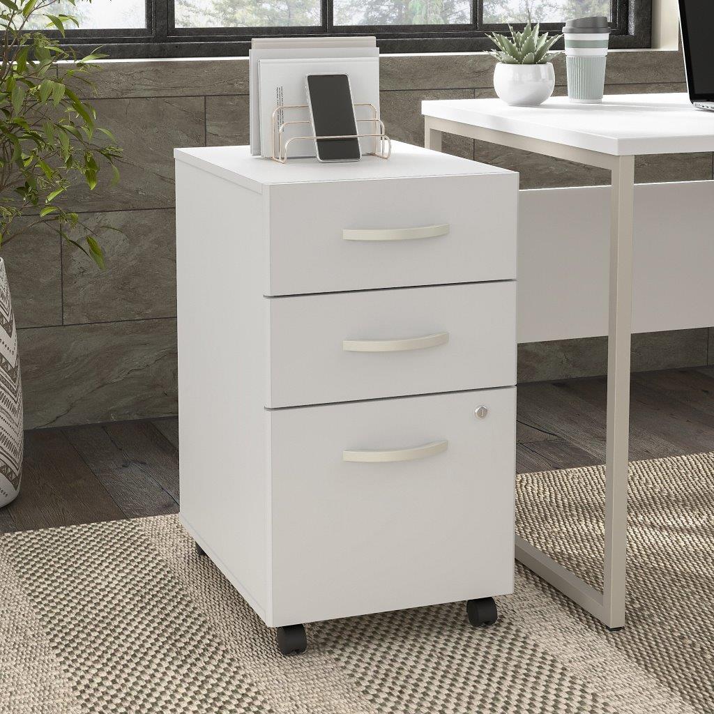 Bush Business Furniture Hybrid Drawer Mobile File Cabinet in White  1StopBedrooms
