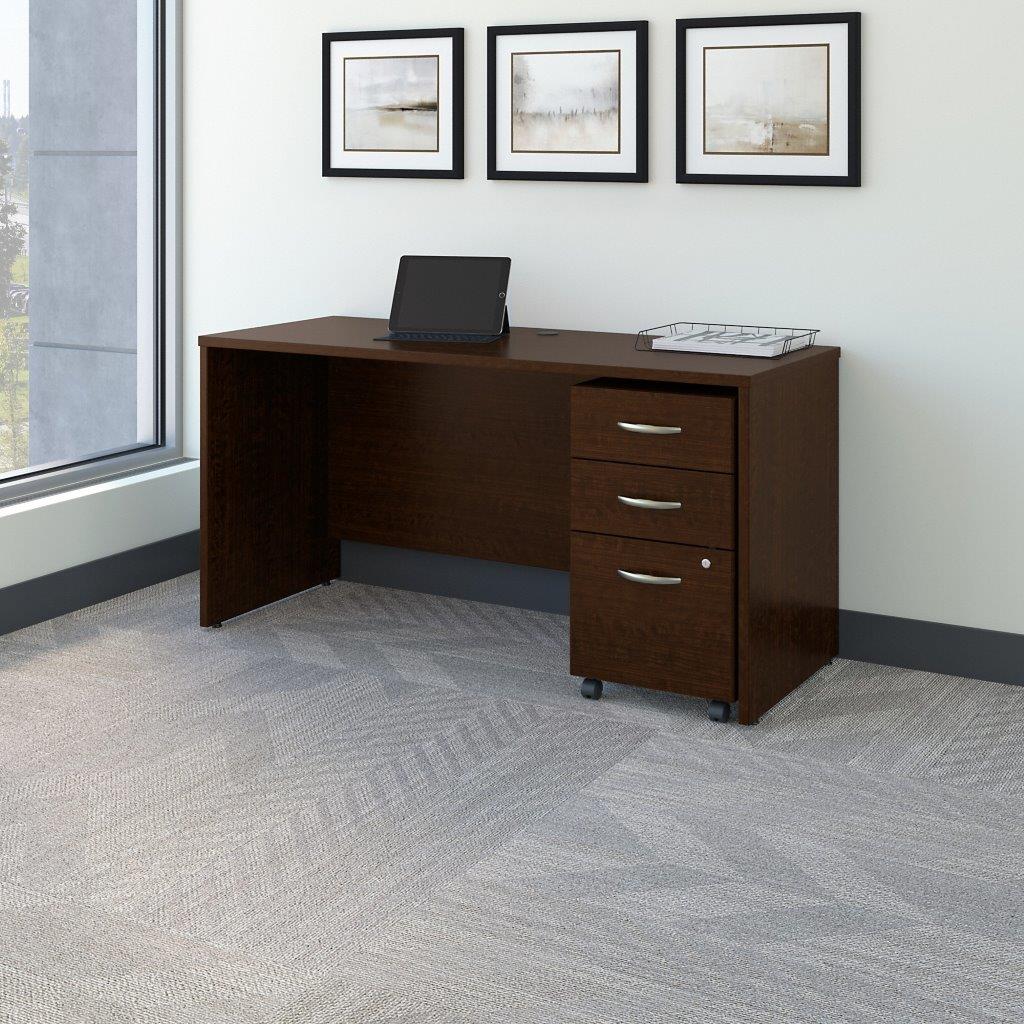 Office in an Hour L Shaped Cubicle Desk Set in Hansen Cherry - Engineered  Wood