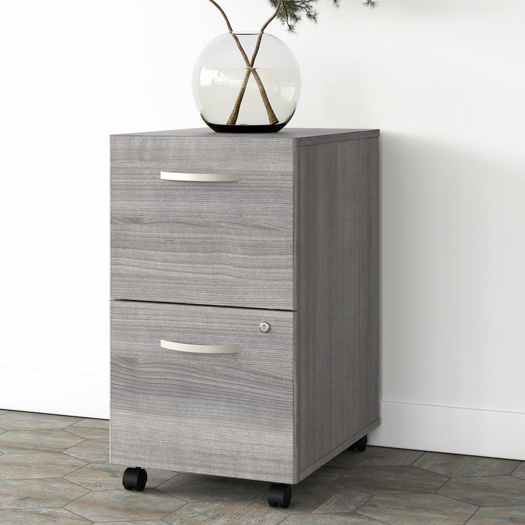 2 Drawer Mobile File Cabinet with Lock, Wood Modern Filing Cabinet