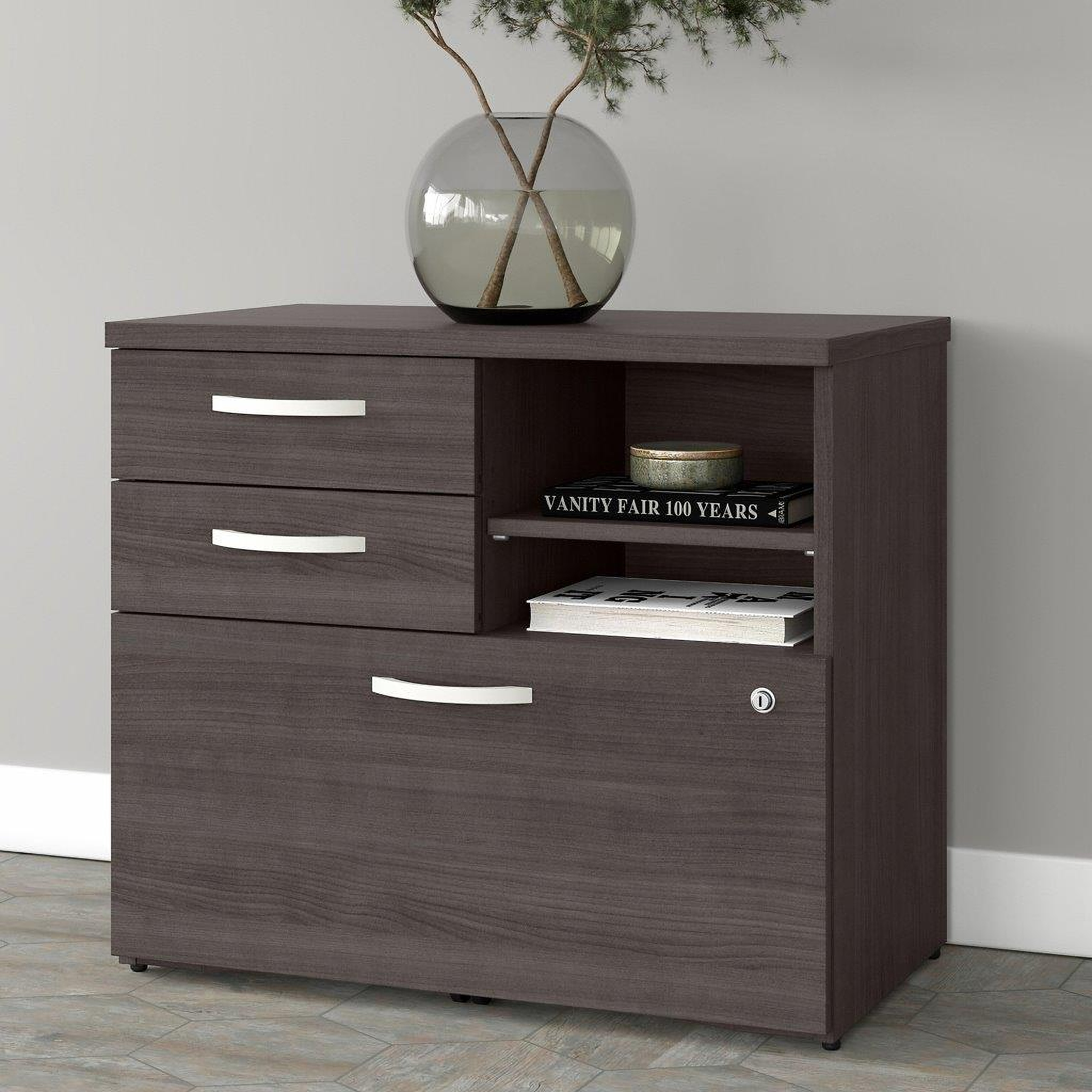 Studio C 60W Office Storage Cabinet with Doors in White - Engineered Wood