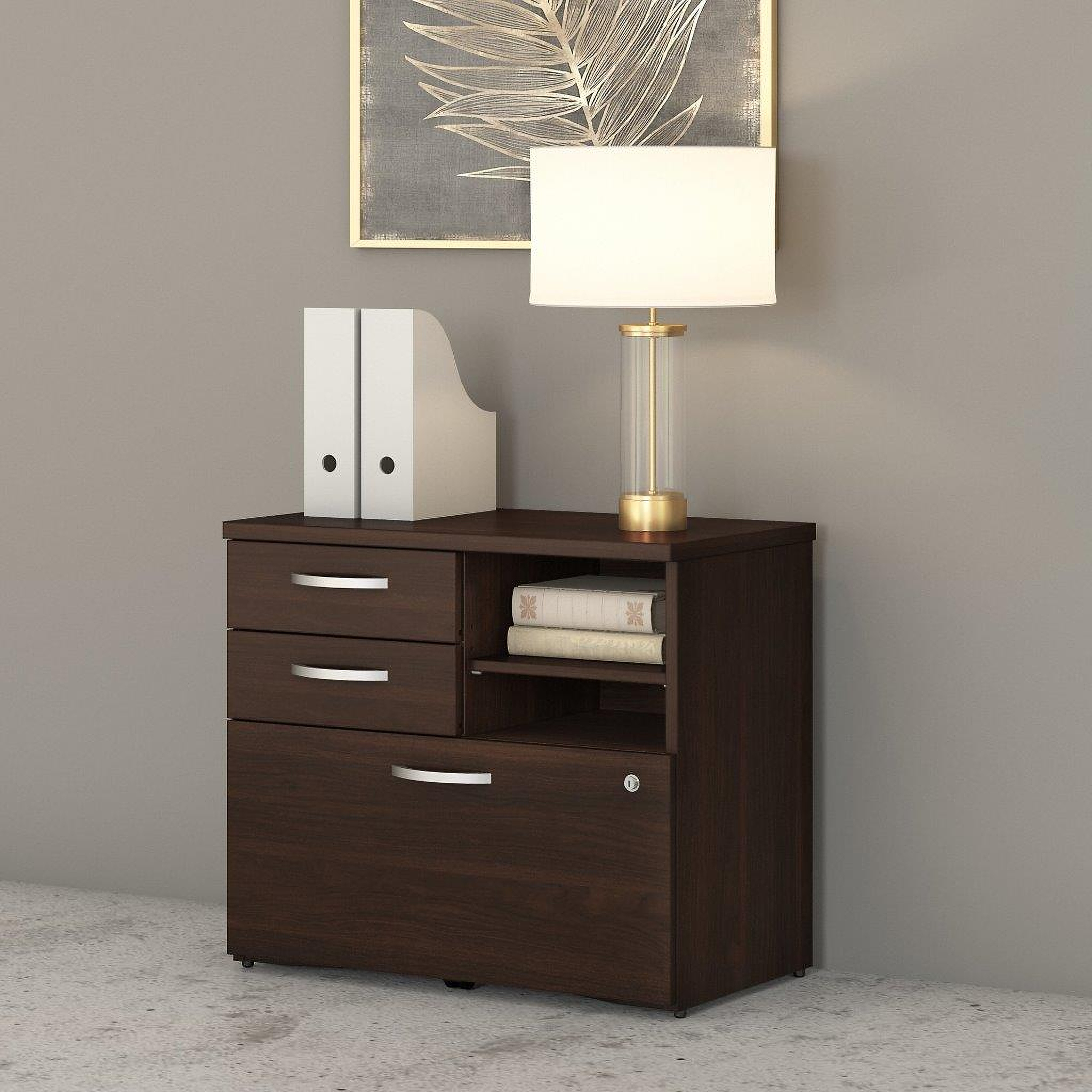 Studio C 60W Office Storage Cabinet with Doors in White - Engineered Wood