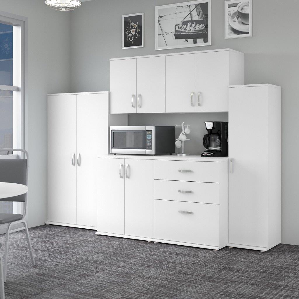 Bush Business Furniture Universal 108w 6 Piece Modular Storage Set with Floor and Wall Cabinets in White, image size:1024x1024