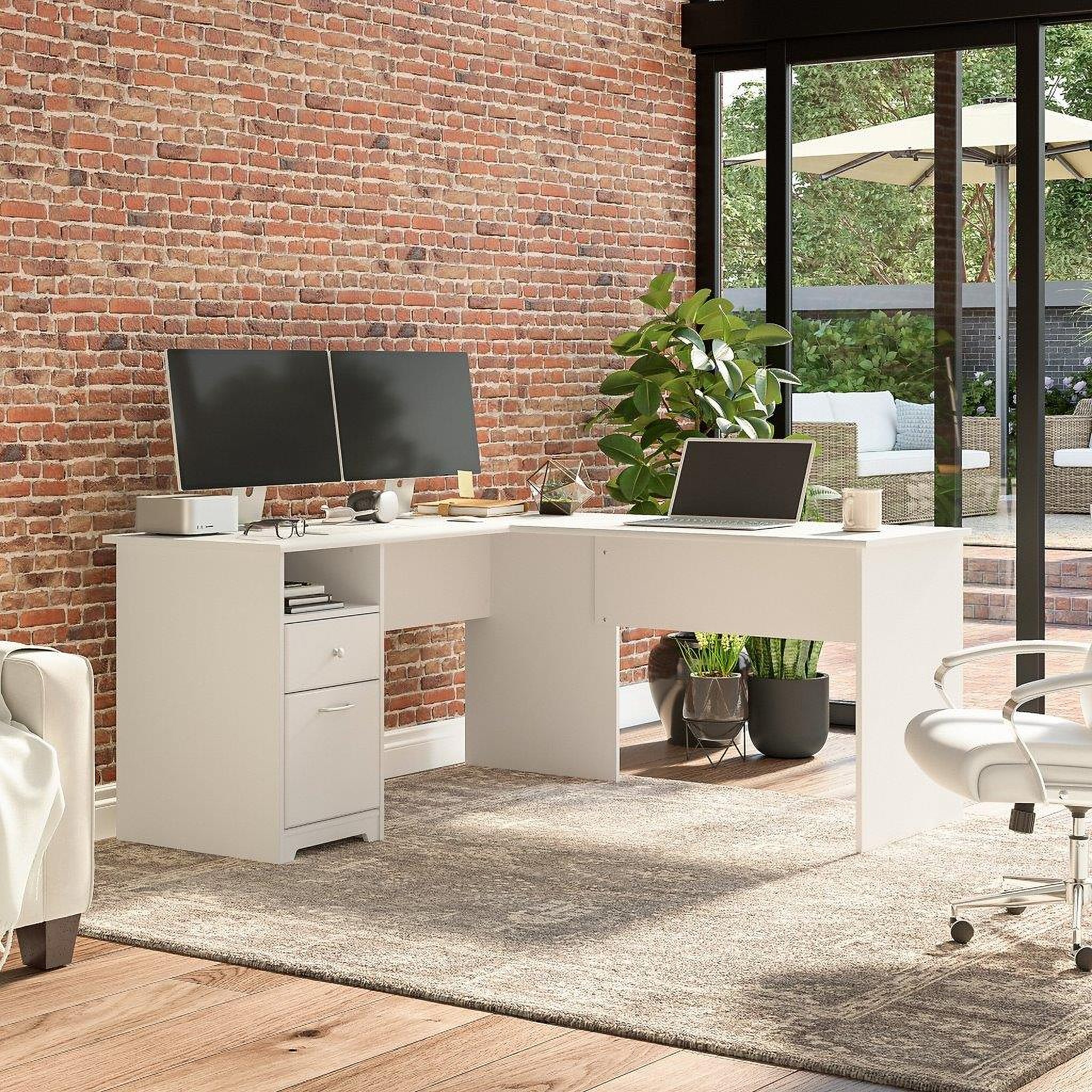 Wheaton 60 W Reversible Corner Computer Desk with Storage in Pure