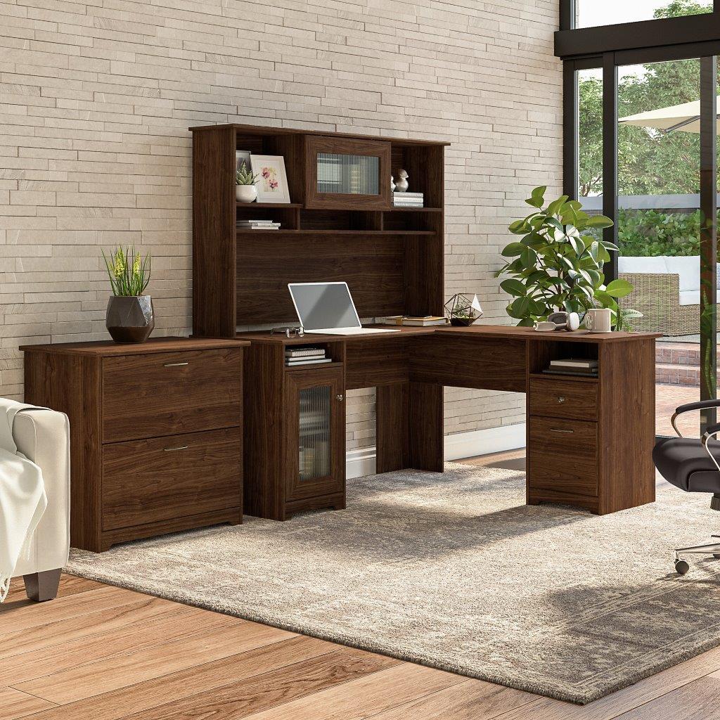 Bush Furniture Cabot 60W L Shaped Computer Desk with Hutch and Lateral ...