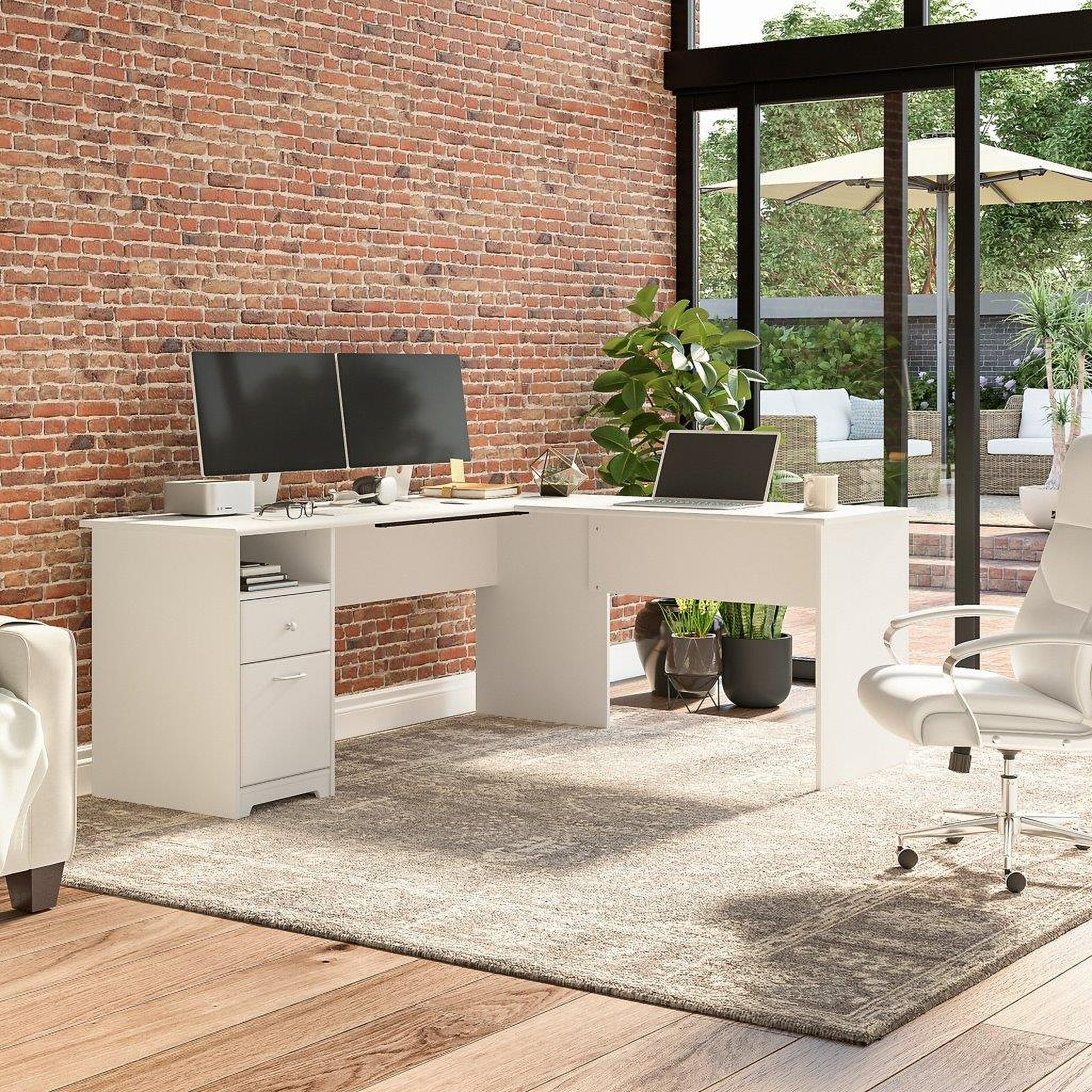 Cabot L Shaped Computer Desk with Storage in Espresso Oak - Engineered Wood