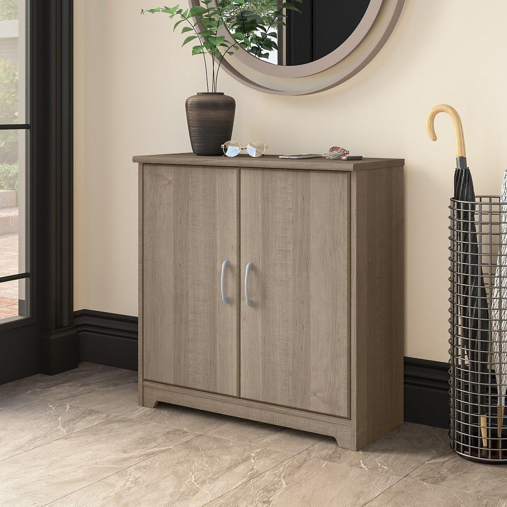 Bush Cabot Small Bathroom Storage Cabinet with Doors in Ash Gray