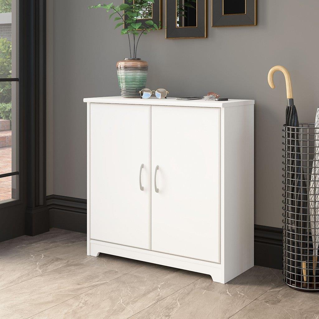 Bush Furniture Cabot Small Entryway Cabinet with Doors in White