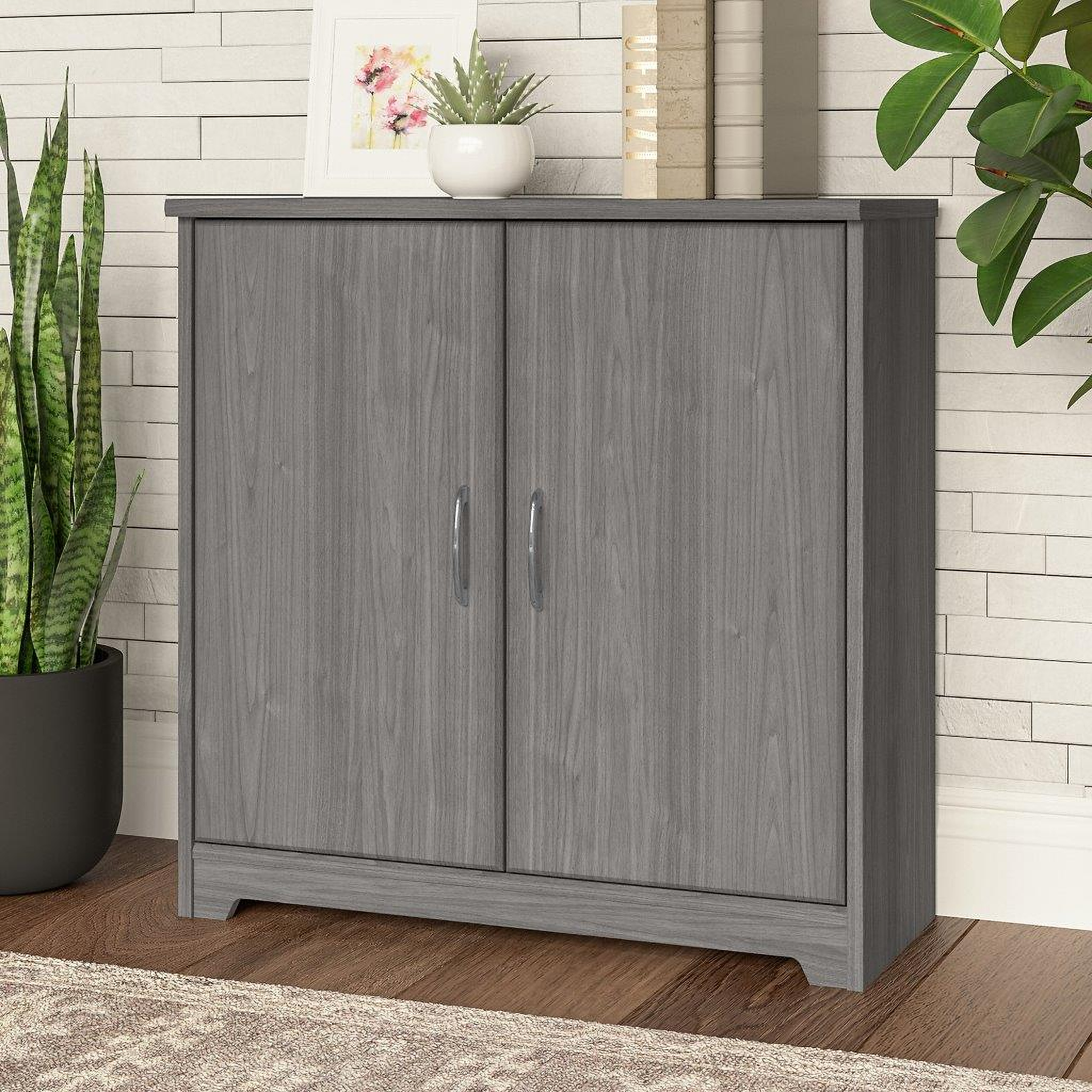 Bush Furniture Salinas Cape Cod Gray Tall Storage Cabinet with Doors