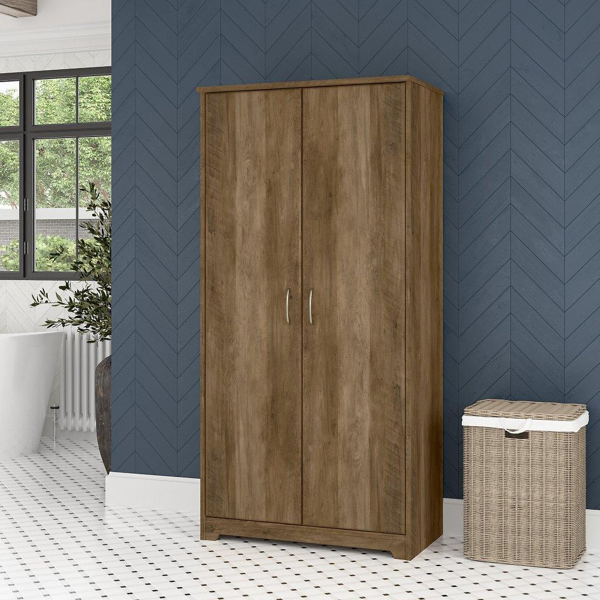 Bush Furniture Cabot Small Bathroom Storage Cabinet with Doors in Linen White Oak