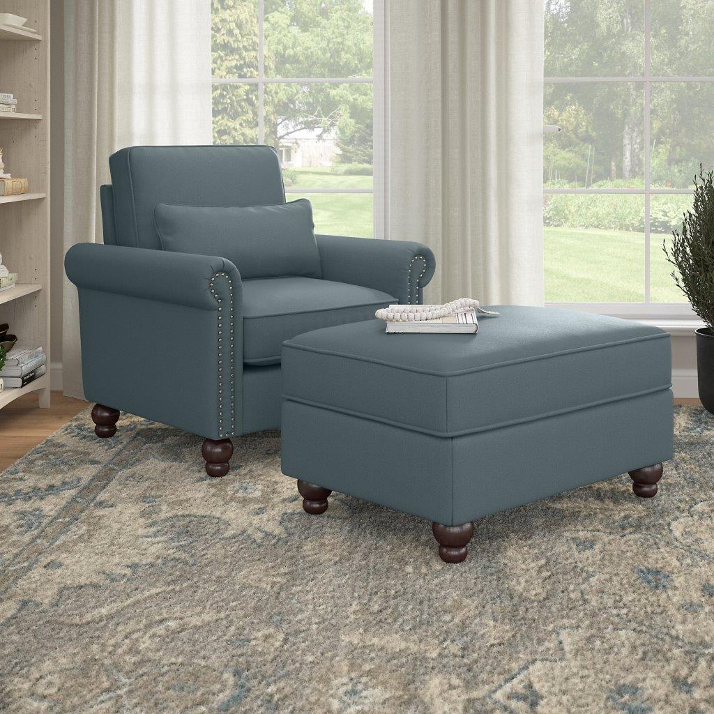 Pulaski fabric accent discount chair and ottoman