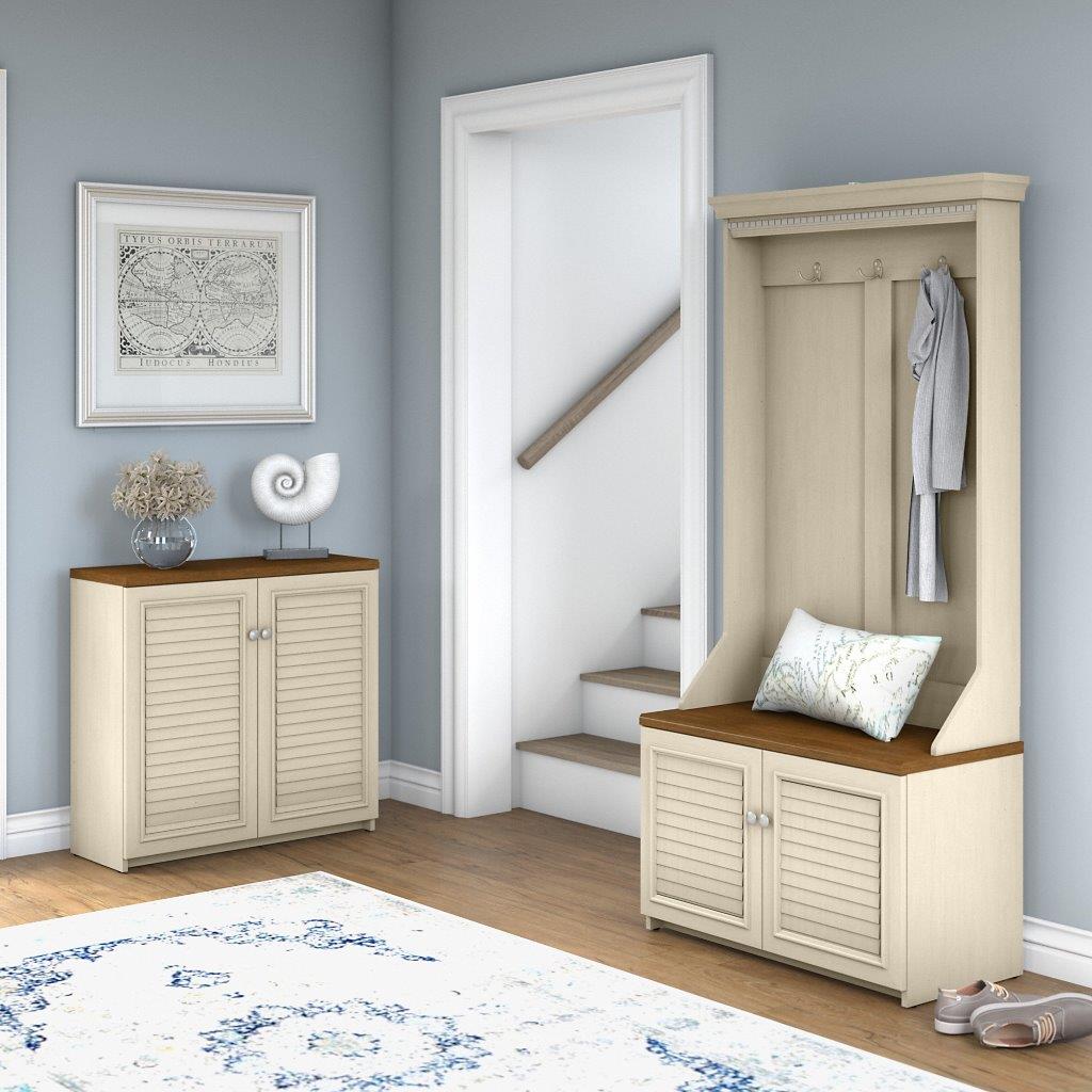 Bush Furniture Fairview Hall Tree With Storage Bench And 2 Door