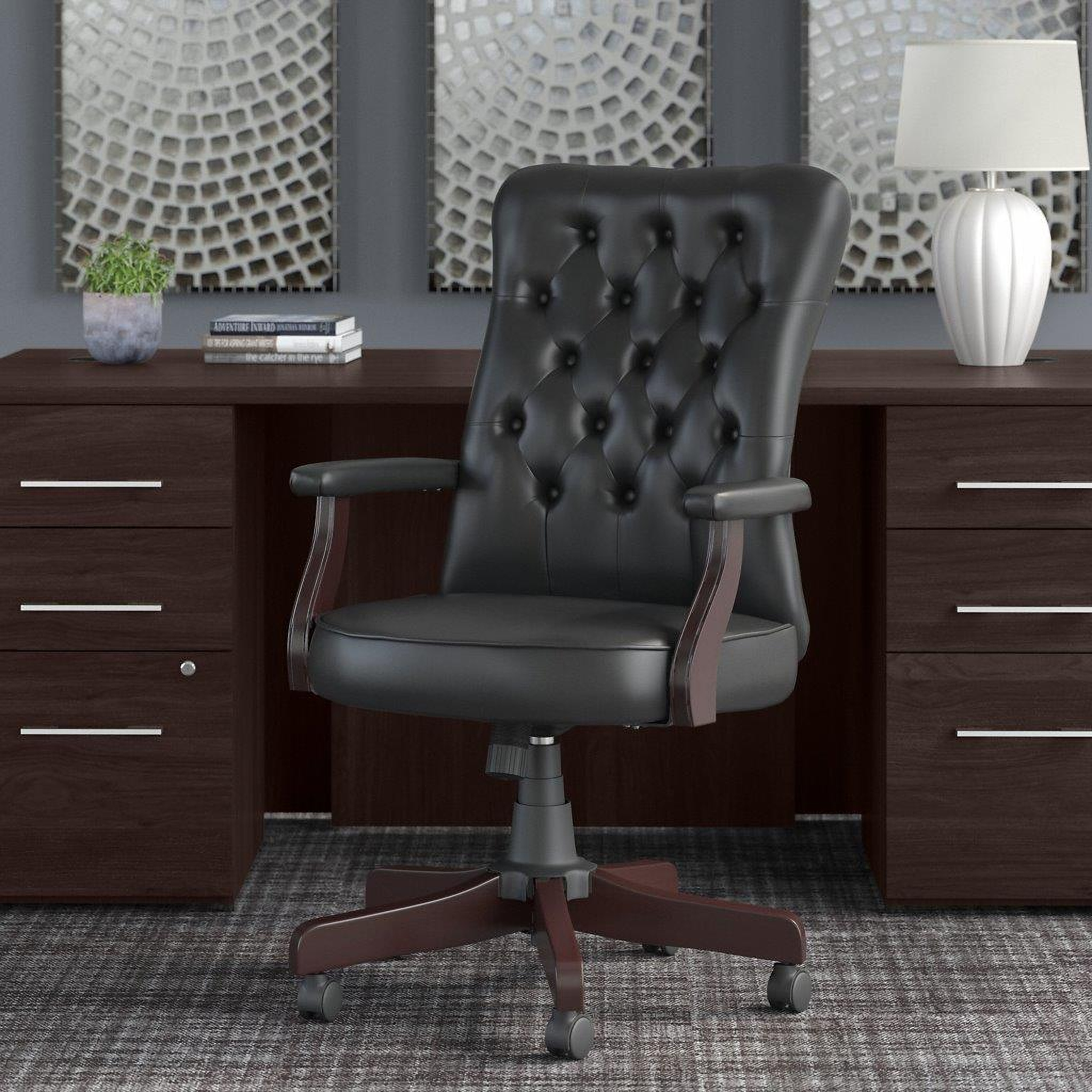 Executive High Back Office Chair in Charcoal Gray Bonded Leather