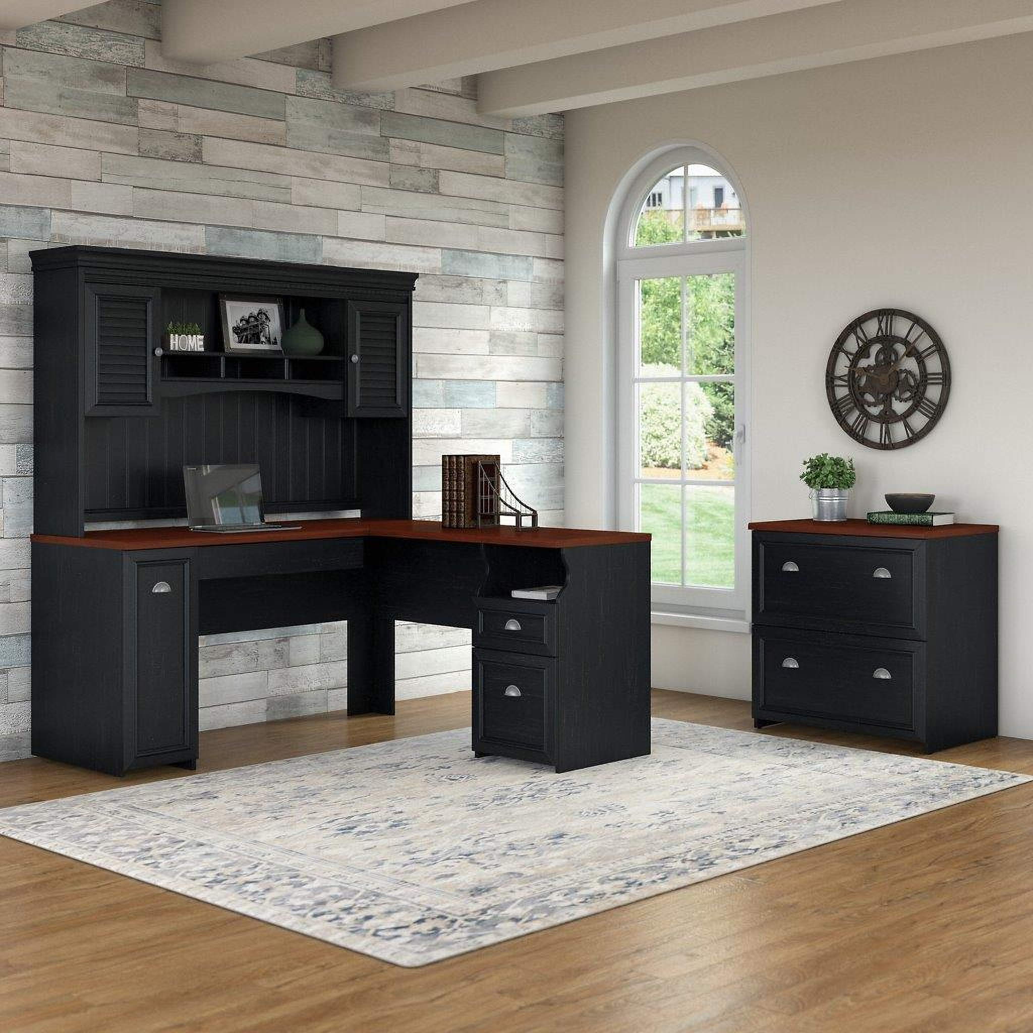 Bush Furniture Fairview 2-Drawer Lateral File Cabinet - 32W Shiplap Gray & White Office Storage Filing Cabinets For Home Office