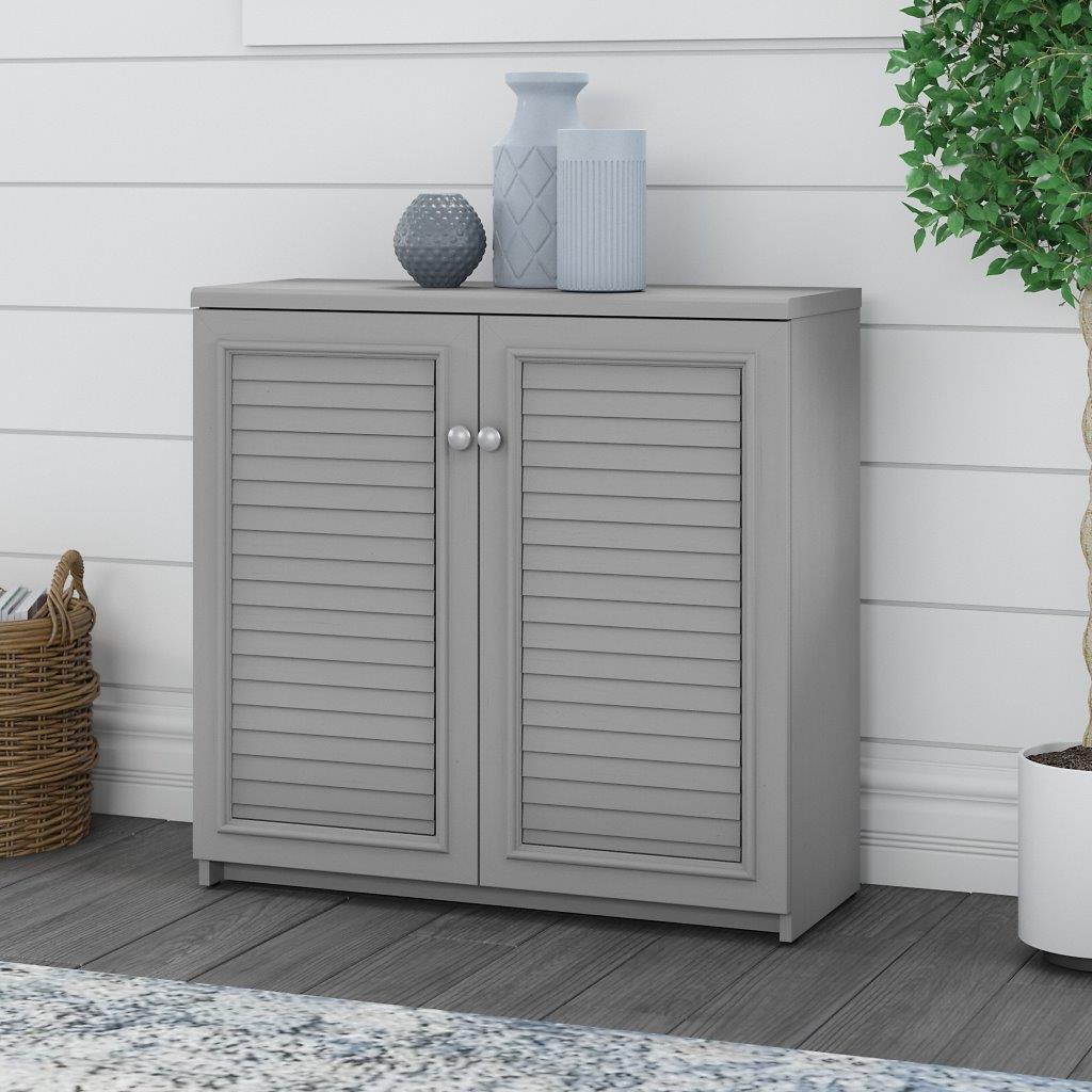 Bush Furniture Fairview Small Storage Cabinet with Doors and Shelves Cape Cod Gray
