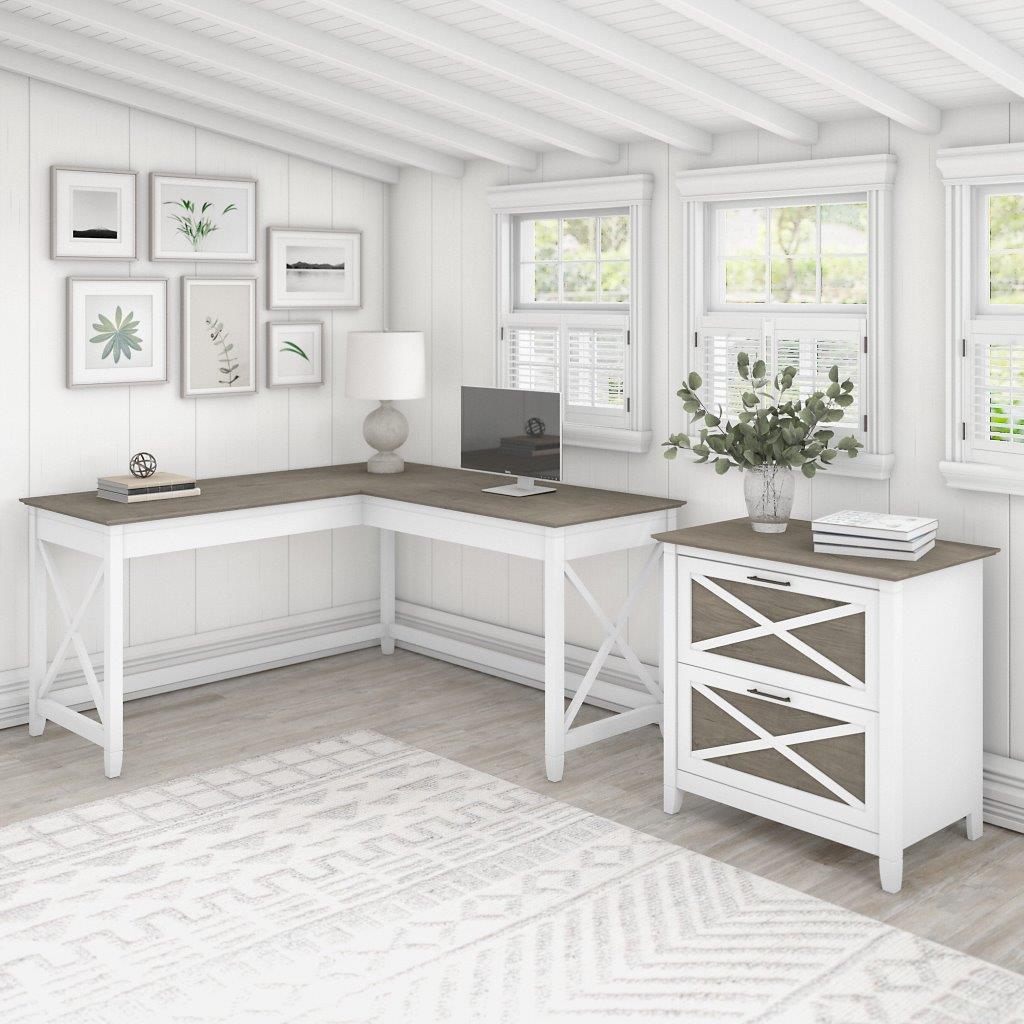 Bush Furniture Key West Kitchen Pantry Cabinet Pure White Oak