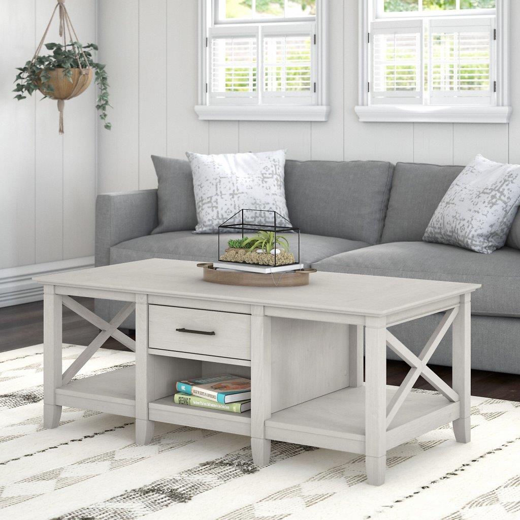 white oak coffee table with storage