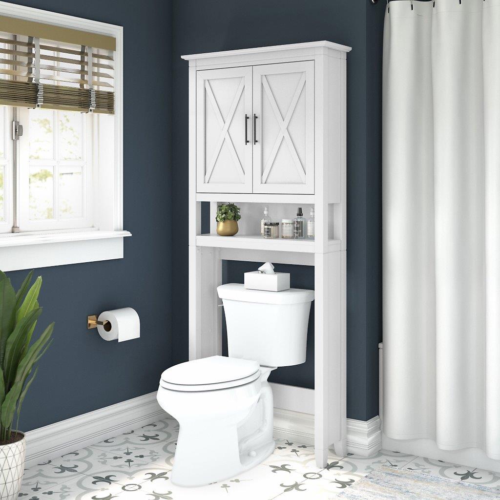 Bush Furniture Key West Over The Toilet Storage Cabinet in White Ash